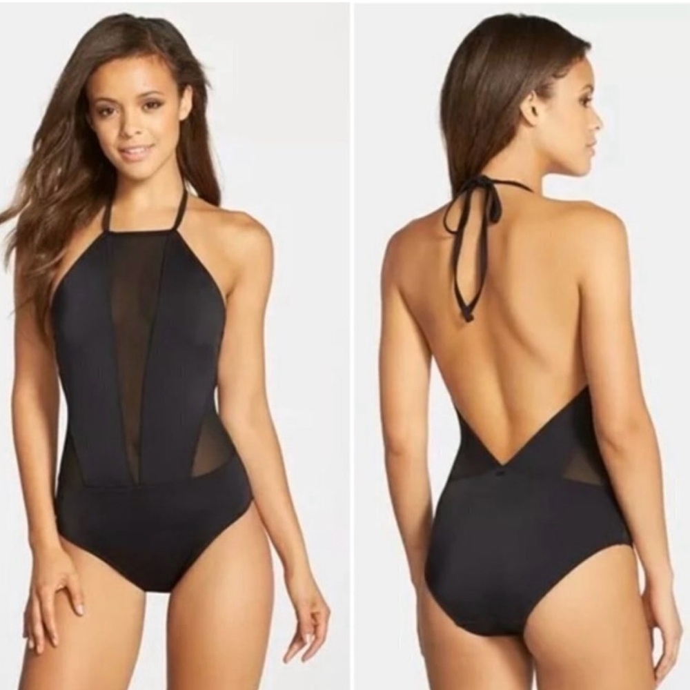 NWT Ted Baker Black Mesh Panel Swimsuit